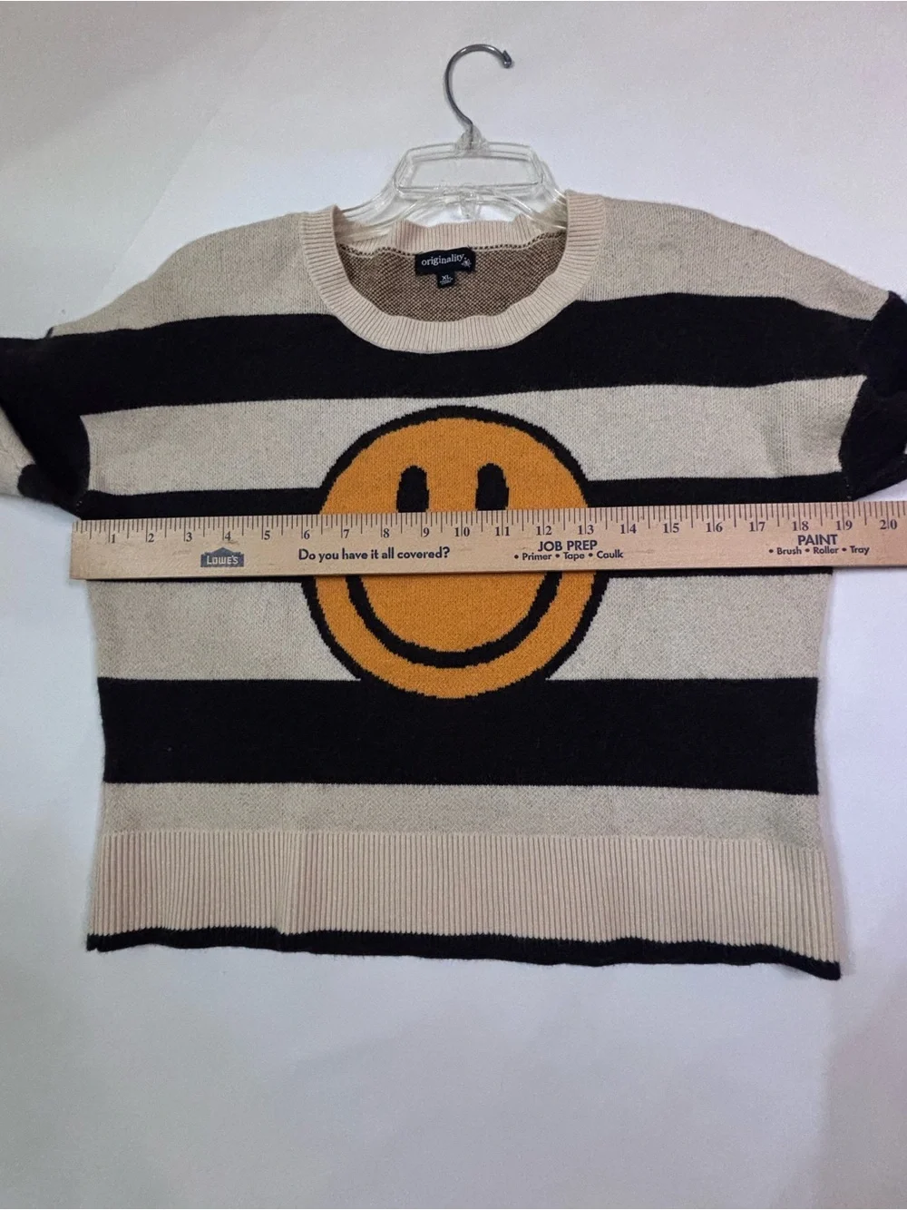 Originality Big Girls Striped Smiley Face Knit Crewneck Sweater Size XL